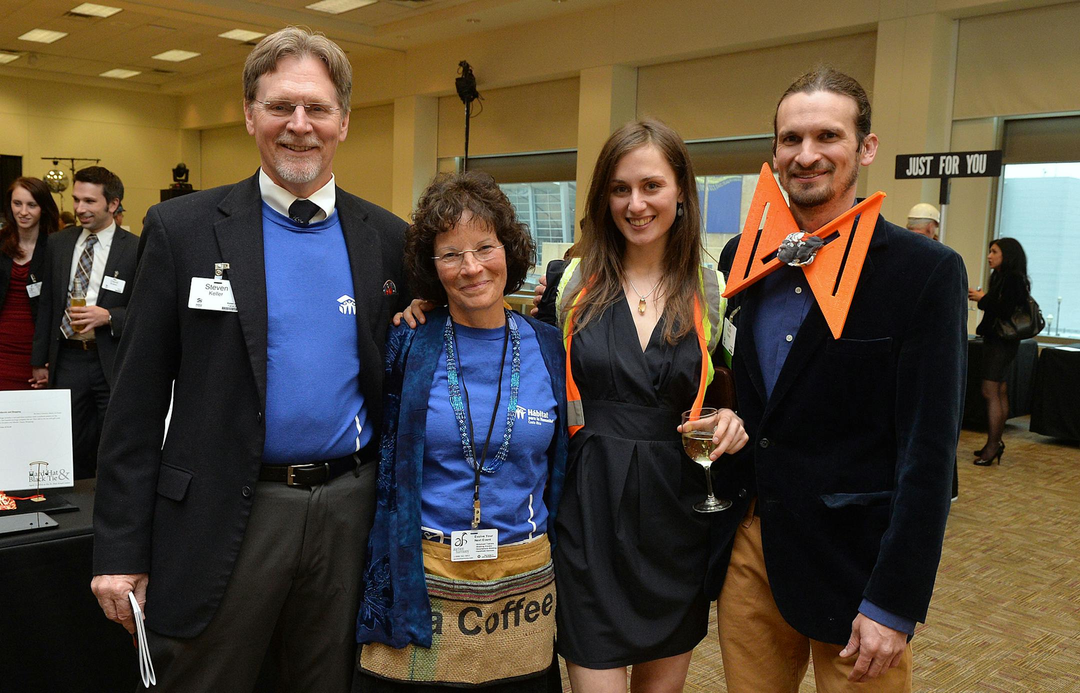 From left, Habitat for Humanity volunteers Steven and Susan Keller, Collette King and Habitat for Humanity project manager, Noah King. ] (SPECIAL TO THE STAR TRIBUNE/BRE McGEE) **Steven Keller (left), Susan King (center left), Collette King (center right), Noah Keller (right, Habitat for Humanity project manager)