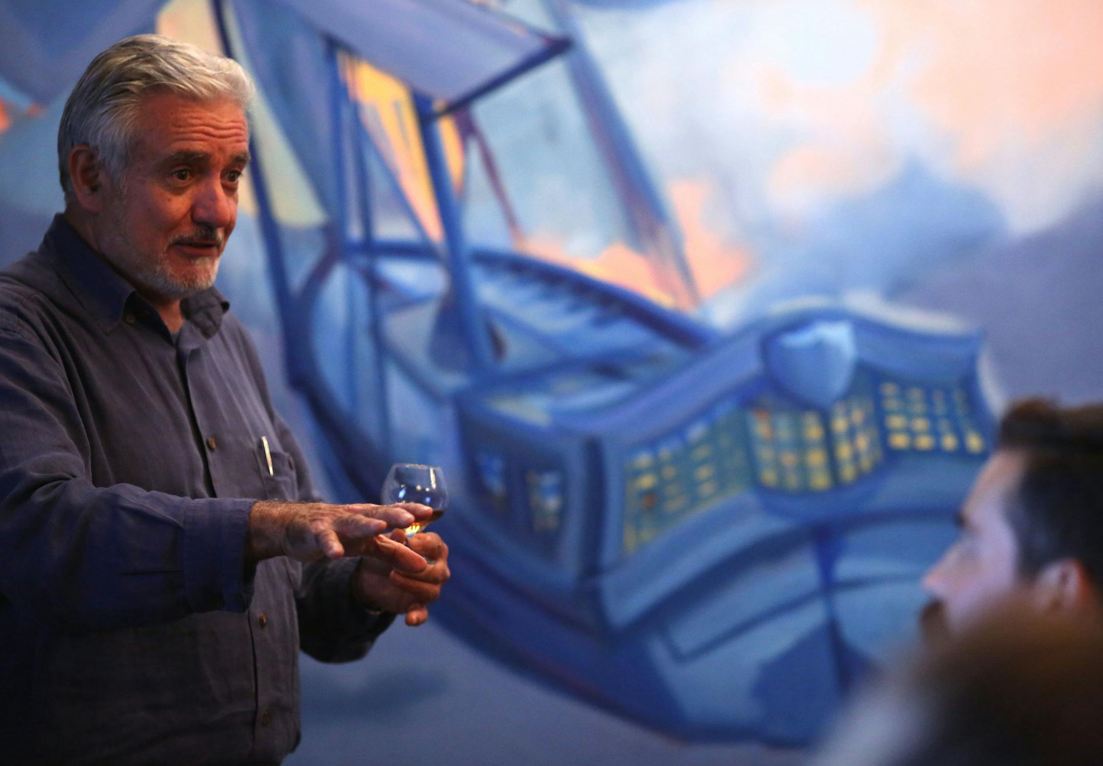 Dale "King Cocktail" DeGroff talked about the history of bitters and cocktail making with a bunch local bartenders. ] (KYNDELL HARKNESS/STAR TRIBUNE) kyndell.harkness@startribune.com During a cocktail seminar at Coup d'Etat in Minneapolis Min., Tuesday, August, 26, 2014.