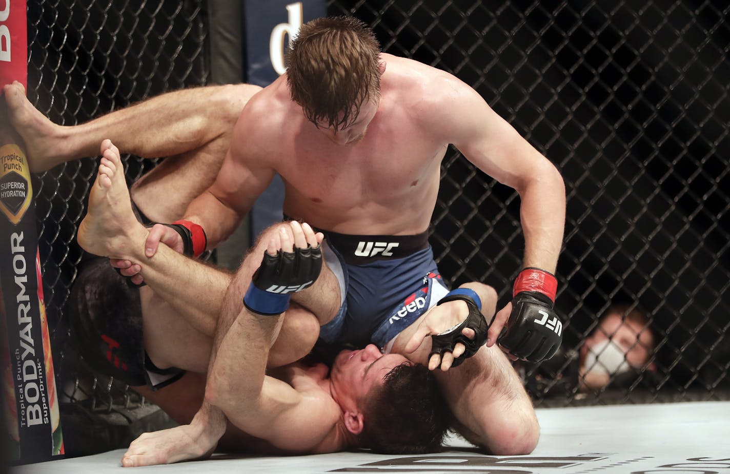 Bryce Mitchell, top, fought Charles Rosa during a UFC 249 mixed martial arts bout Saturday in Jacksonville, Fla.