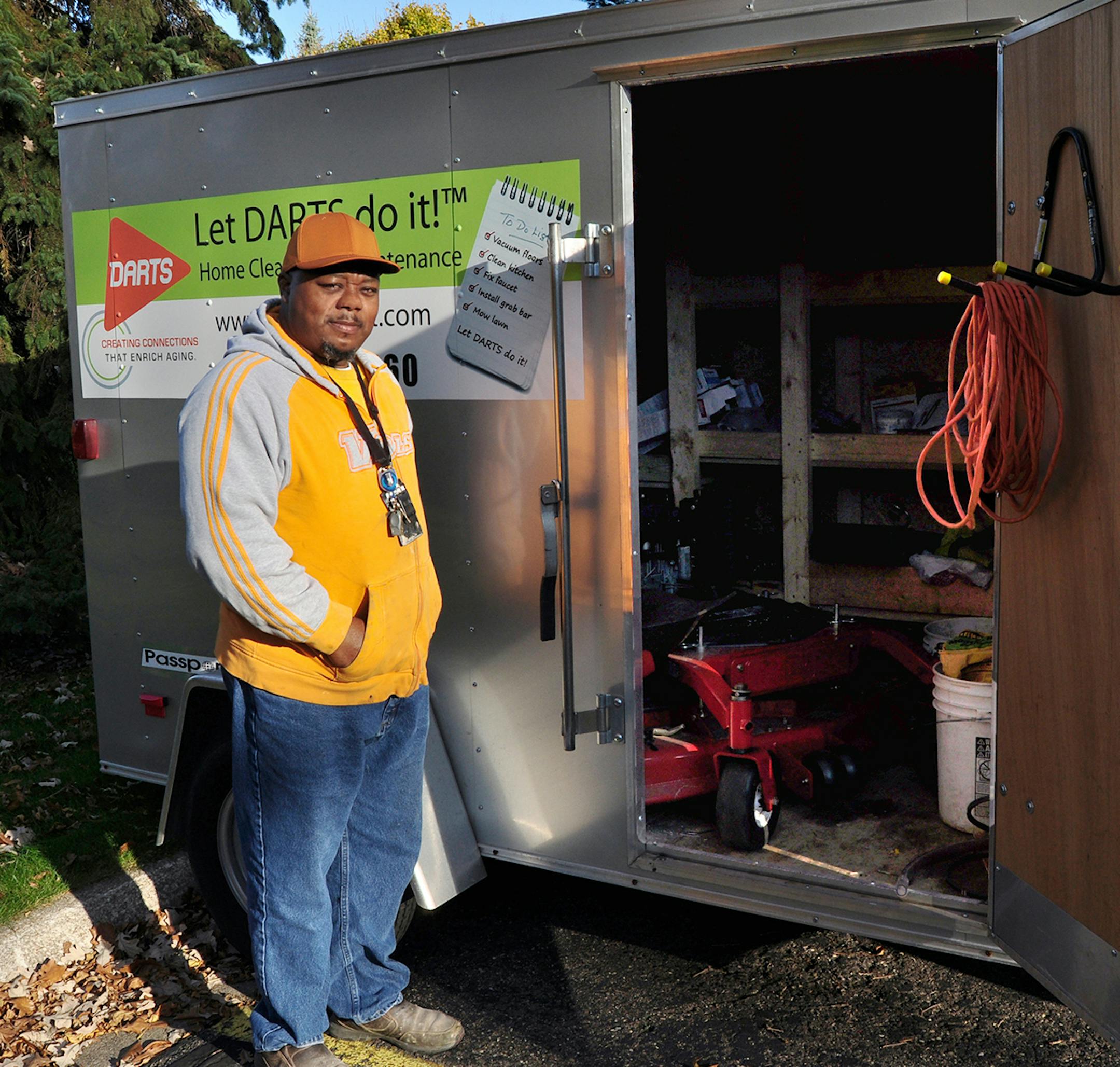 DARTS repairman Micheal Apple, 44, setting out to help with repair projects for older adults in the community.