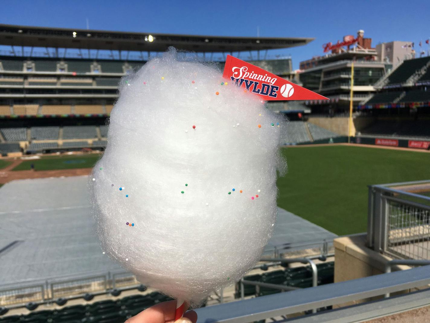 Spinning Wylde cotton candy at Target Field