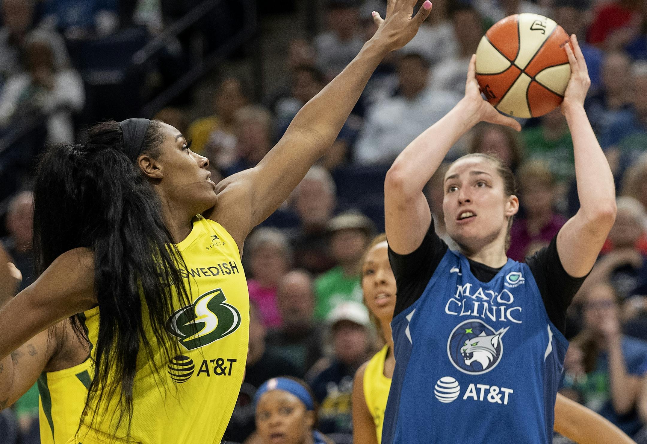 Minnesota Lynx rookie Jessica Shepard attempted a shot in the first half.