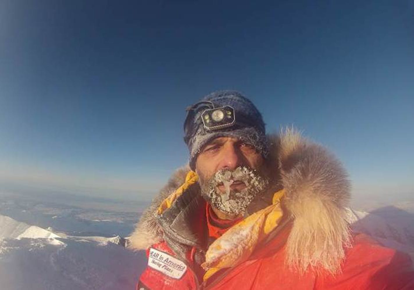 Lonnie Dupre is back in Minnesota after spending 29 days in solitude on Mt. McKinley, where he made history by becoming the first person to solo summit in January. In this photo he is standing on the summit. Photo provided by Lonnie Dupre.