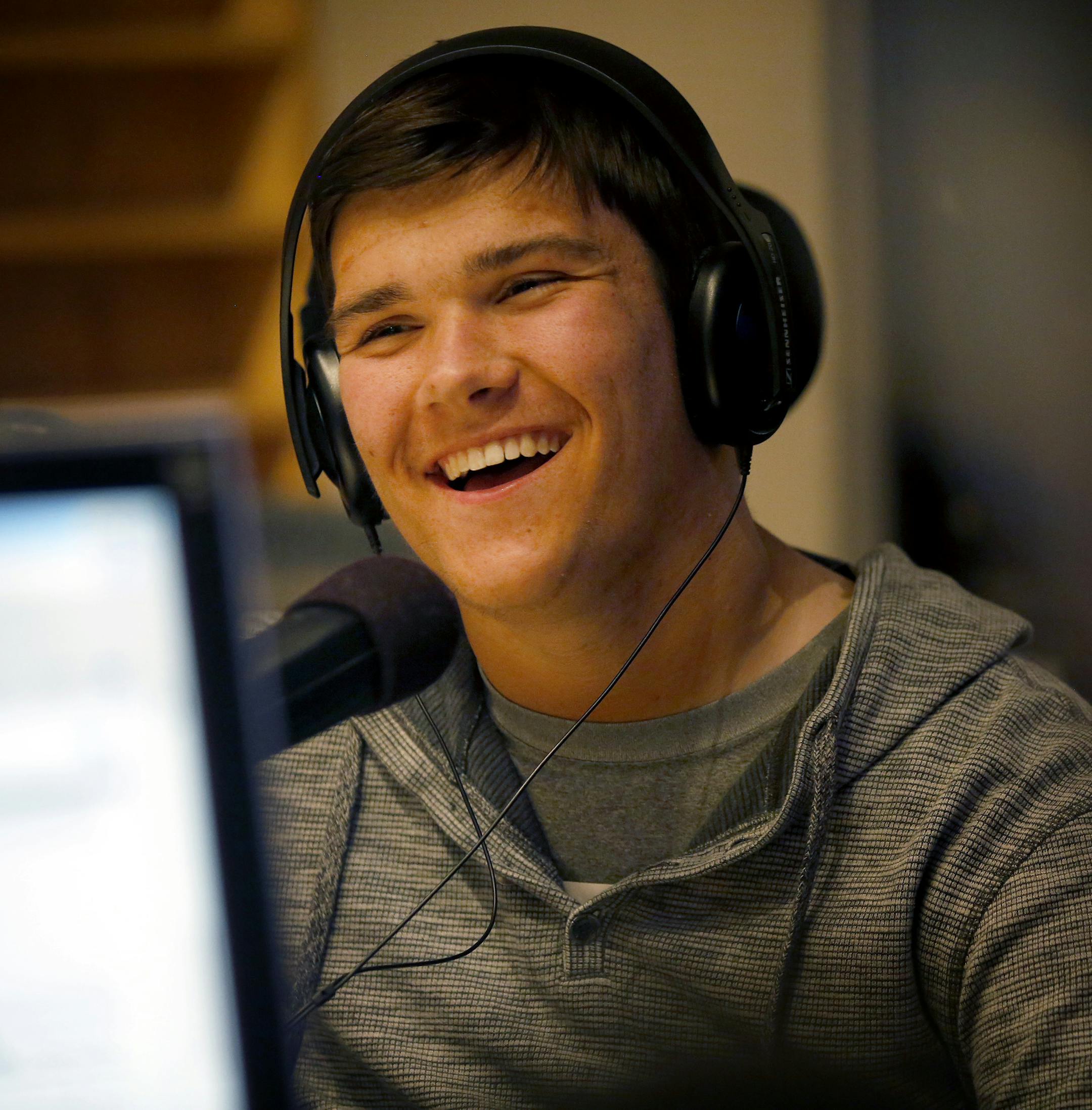 Jack Jablonski during his weekly radio appearance at Sports Talk 105 The Ticket. ] CARLOS GONZALEZ cgonzalez@startribune.com - May 14, 2014, Minneapolis, Minn, Jack Jablonski, Hockey, Rehab, Radio Show ‚Äì Sports Talk 105 The Ticket.