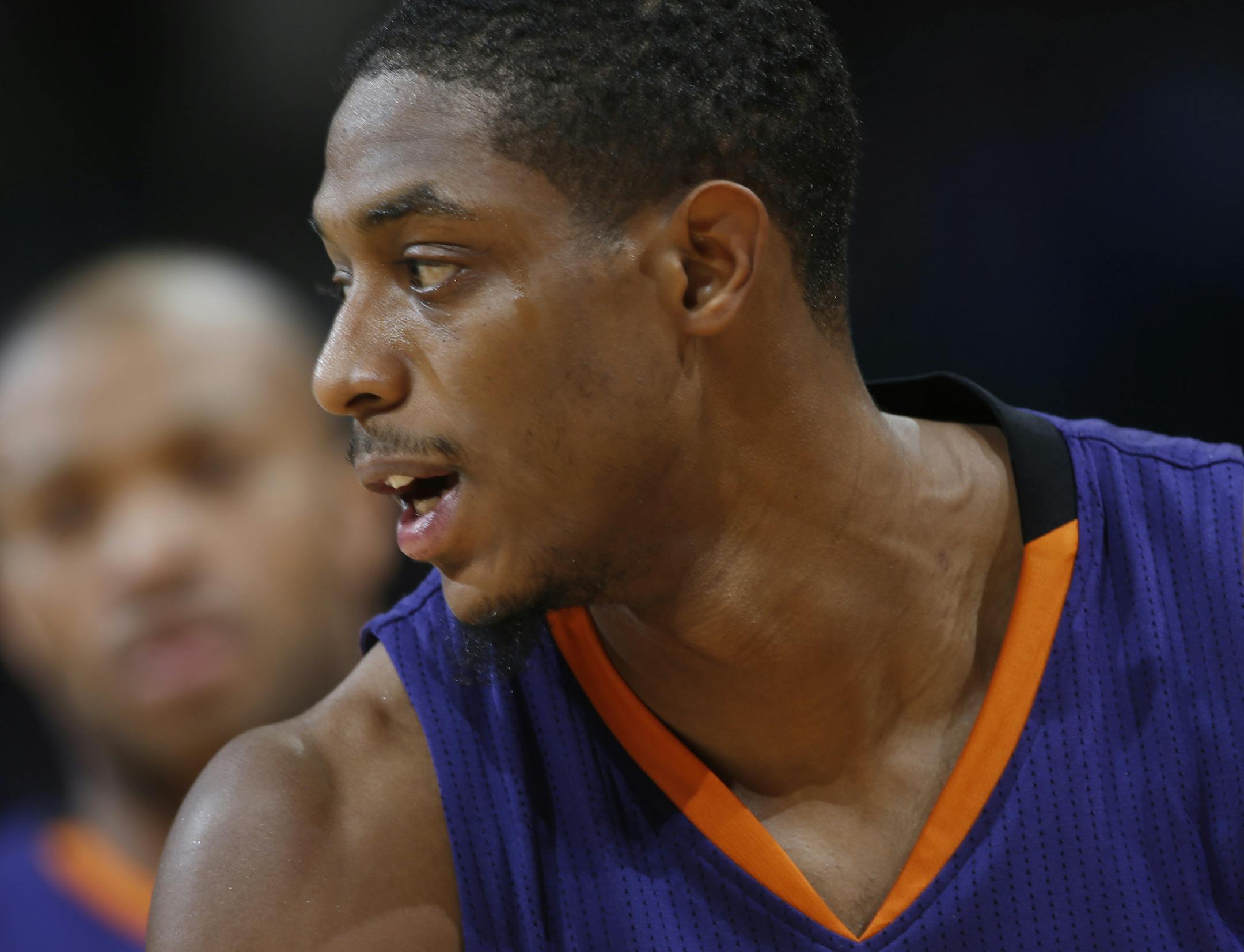 Phoenix Suns guard Brandon Knight (3) in the first half of an NBA basketball game Friday, Nov. 20, 2015, in Denver. (AP Photo/David Zalubowski)