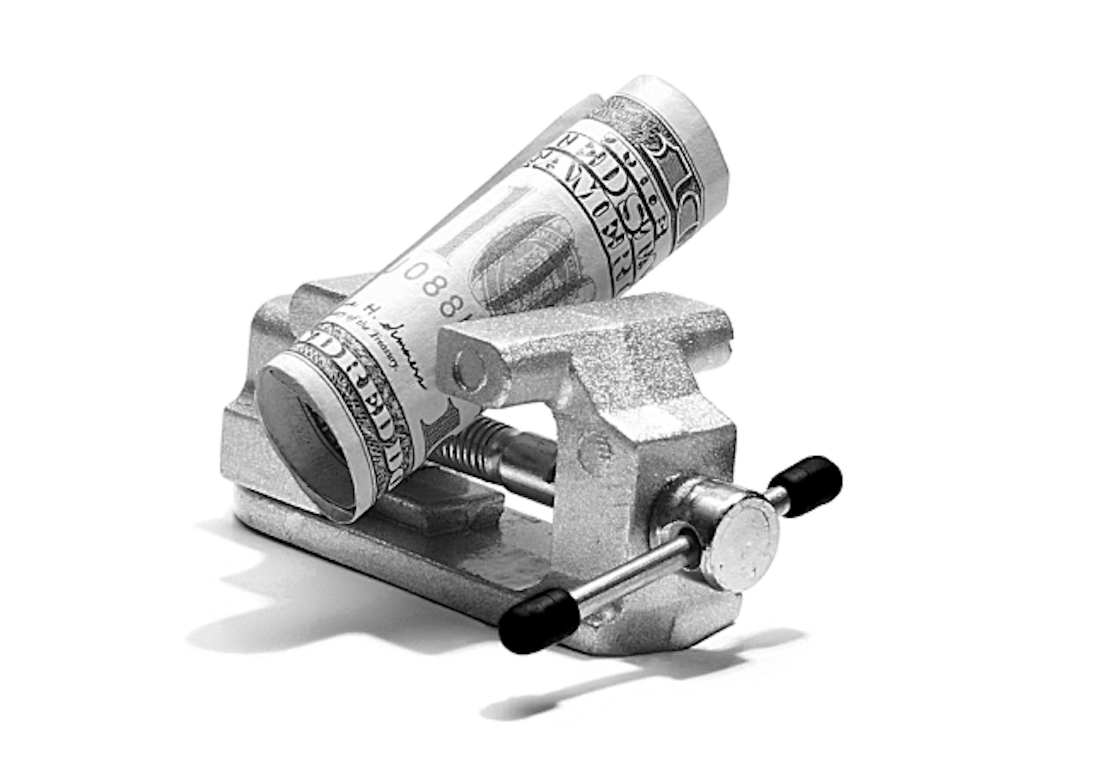 $100 U.S. Bill in Miniature Vise