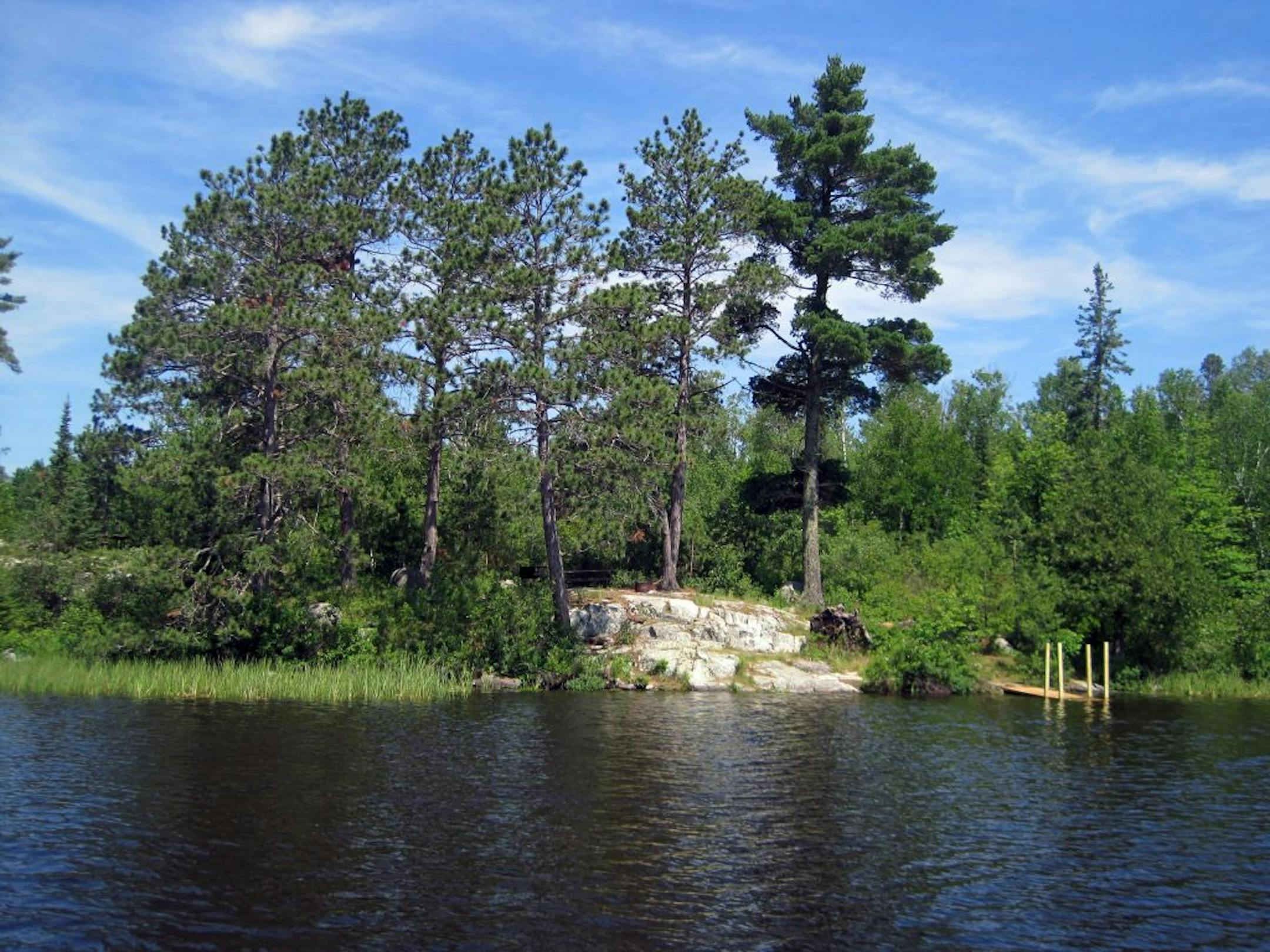 An overnight camping area accessible by boat at Lake Vermilion State Park.