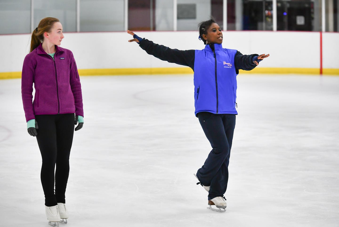 French figure skater Surya Bonaly worked with student Tess Jensen, 17 at the Parade Ice Garden in Minneapolis. ] GLEN STUBBE * gstubbe@startribune.com Profile of World champion French figure skater Surya Bonaly, famous for being the only Olympic skater to land a backflip on one blade, who moved to Minnesota for love and is now coaching the next generation of skaters. Palmer Surya Bonaly and her fiance will be at Parade Ice Garden coaching students. ORG XMIT: MIN1611141502360223