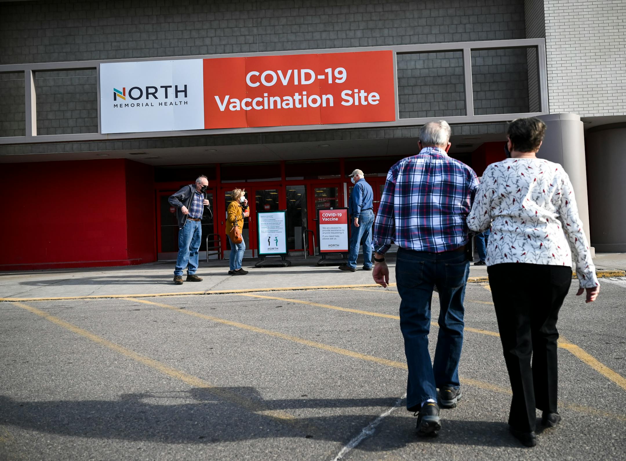 Patients arrived at the North Memorial Health Hospital COVID-19 vaccination clinic in Brooklyn Center.