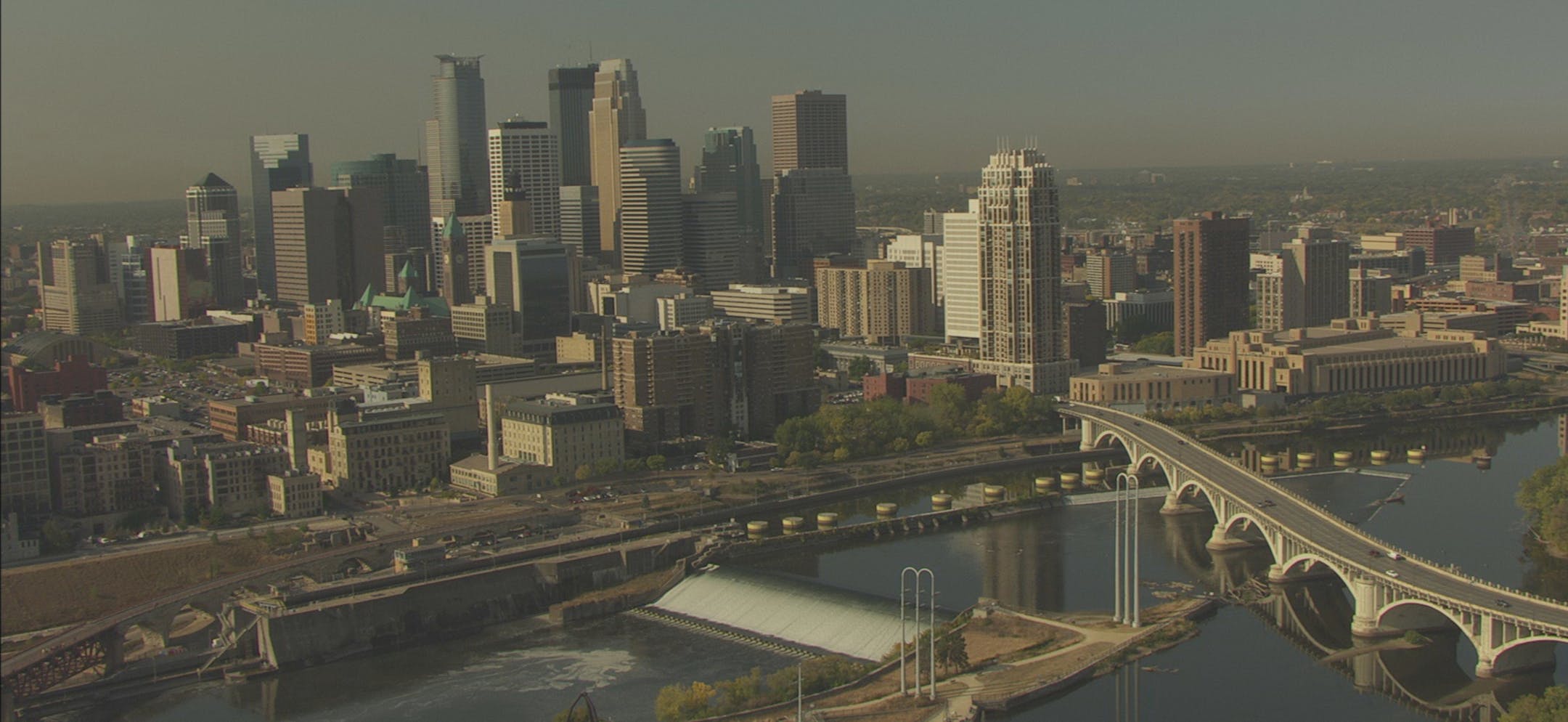 Aerial photo of downtown Minneapolis from "Aerial America" Smithsonian Channel