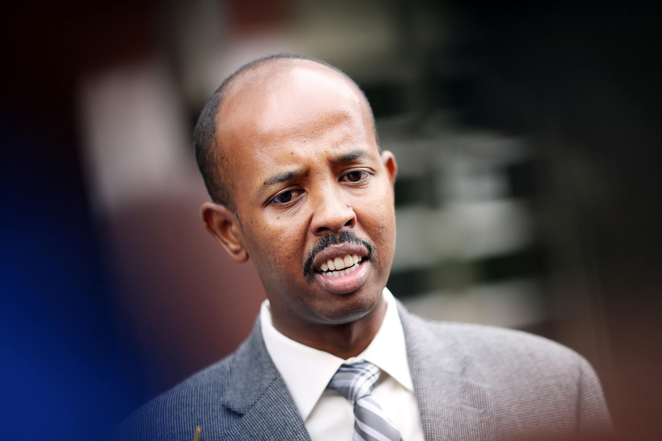 Sadie Warfa deputy director for Global Somali Diaspora spoke to the media after the hearing for Zacharia Abdurahman one of seven defendants charged with conspiring to join ISIL Thursday September 17, 2015 in St. Paul, MN. ] Zacharia Adburahman plead guilty in federal court on Thursday. Jerry Holt/ Jerry.Holt@Startribune.com