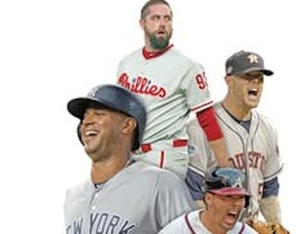 Among the former Twins scattered about the majors are Aaron Hicks, Yankees; Kurt Suzuki, Braves; Ryan Pressly, Astros; and Pat Neshek, Phillies.