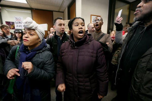 Jamar Clark supporters rallied in Hennepin County Attorney Mike Freeman's office earlier this month.