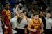 The Iowa State bench celebrated after Gabe Kalscheur (22) hit a three-pointer in the second half against Baylor.