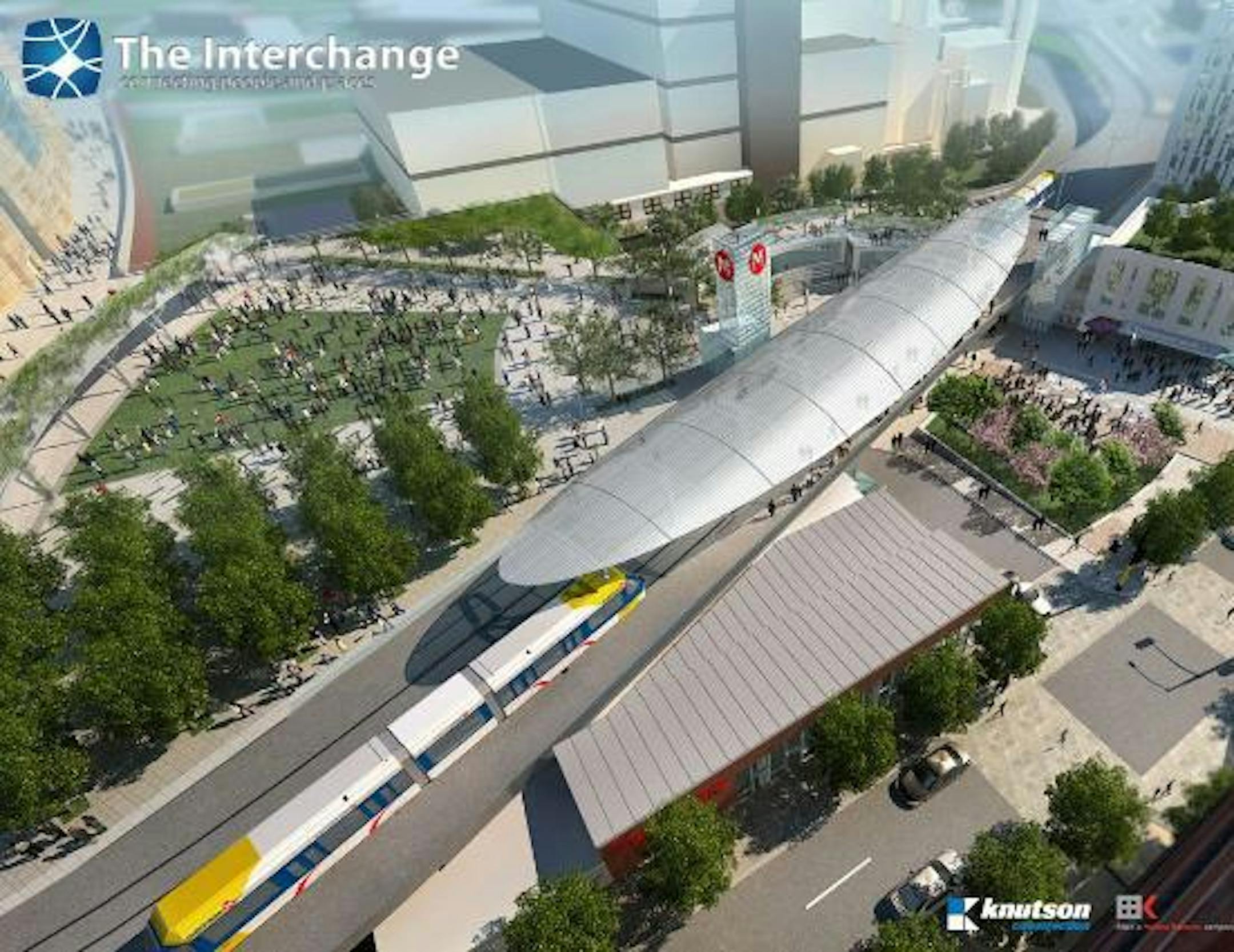 A rendition of the Interchange, the proposed Target Station Field transit hub.