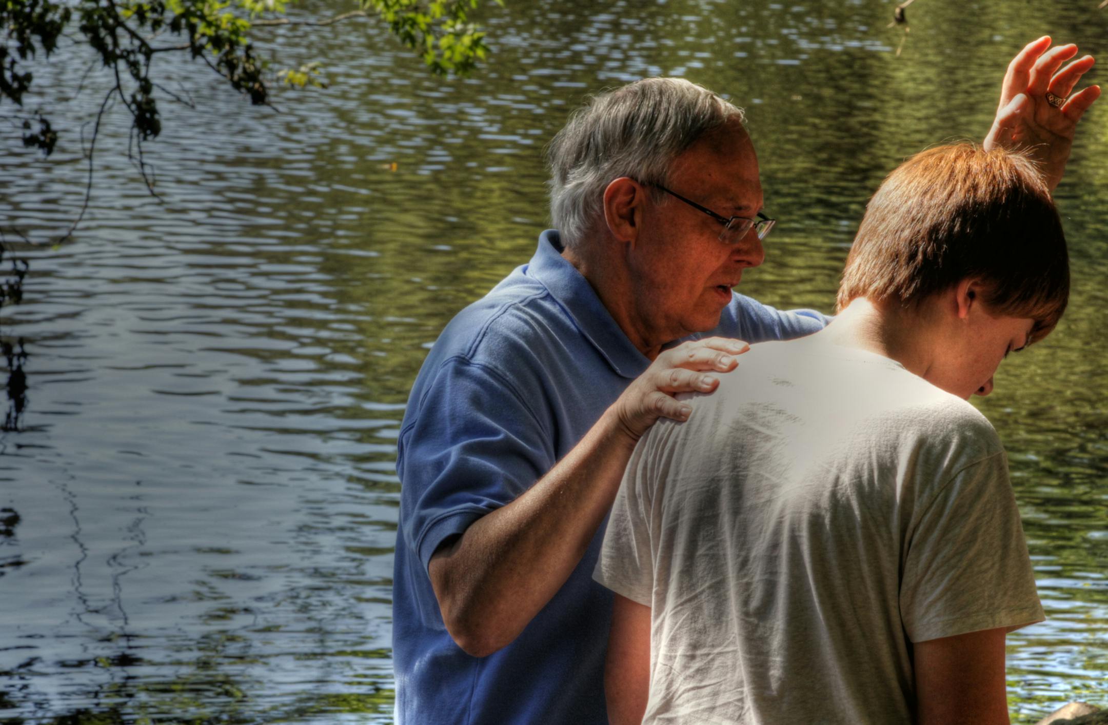 Stills from the movie The Current by Scott and Diane Peterson. William Studer (who plays the Chaplain) and B. Bradenton Harper (who plays the lead role of Jake) Photo by Michael Sanders