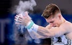 Former Gophers gymnast Shane Wiskus, shown in 2021, finished second in the men’s all-around Sunday at the Winter Cup in Louisville, Ky.