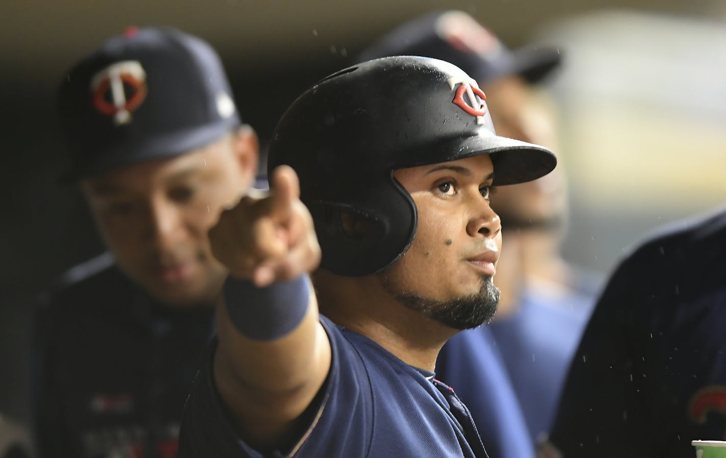 Minnesota Twins second baseman Luis Arraez (2) celebrated after scoring a run in the bottom of the fourth inning off a single hit by first baseman C.J. Cron (24) against the Cleveland Indians. ] Aaron Lavinsky &#x2022; aaron.lavinsky@startribune.com The Minnesota Twins played the Cleveland Indians on Saturday, Aug. 10, 2019 at Target Field in Minneapolis, Minn.