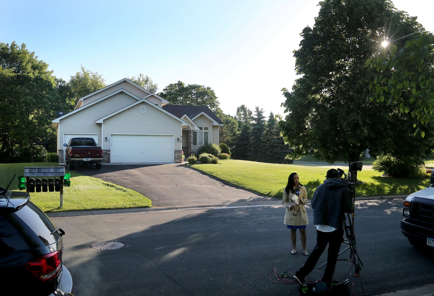 The front of the home where three people were found dead in Andover.