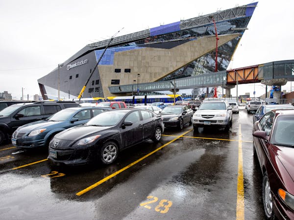 The surface parking lot at Chicago Ave and Third Street sits near US Bank Stadium where the Minnesota Vikings will play in six months.