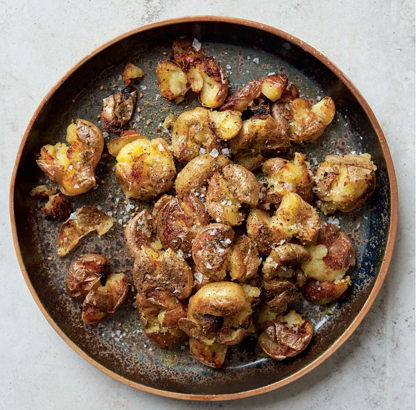 Crispy smashed za&#xed;atar potatoes from "The New Kosher."