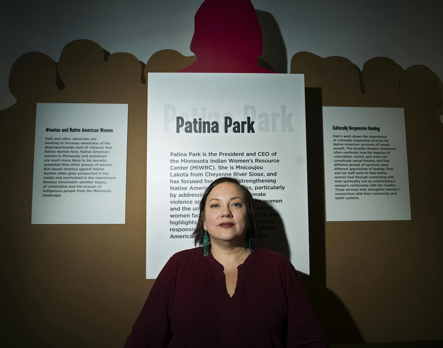 Patina Park, president and CEO of the Minnesota Indian Women's Resource Center, is among the people represented in the new "#MeToo in Minnesota" exhibit.