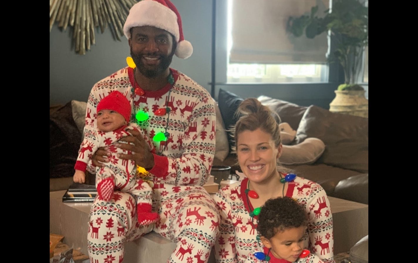 A family portrait from Christmas of Denard Span and Anne Schleper and their two sons, Jace (now 6 months) and D.J. (now 2½).