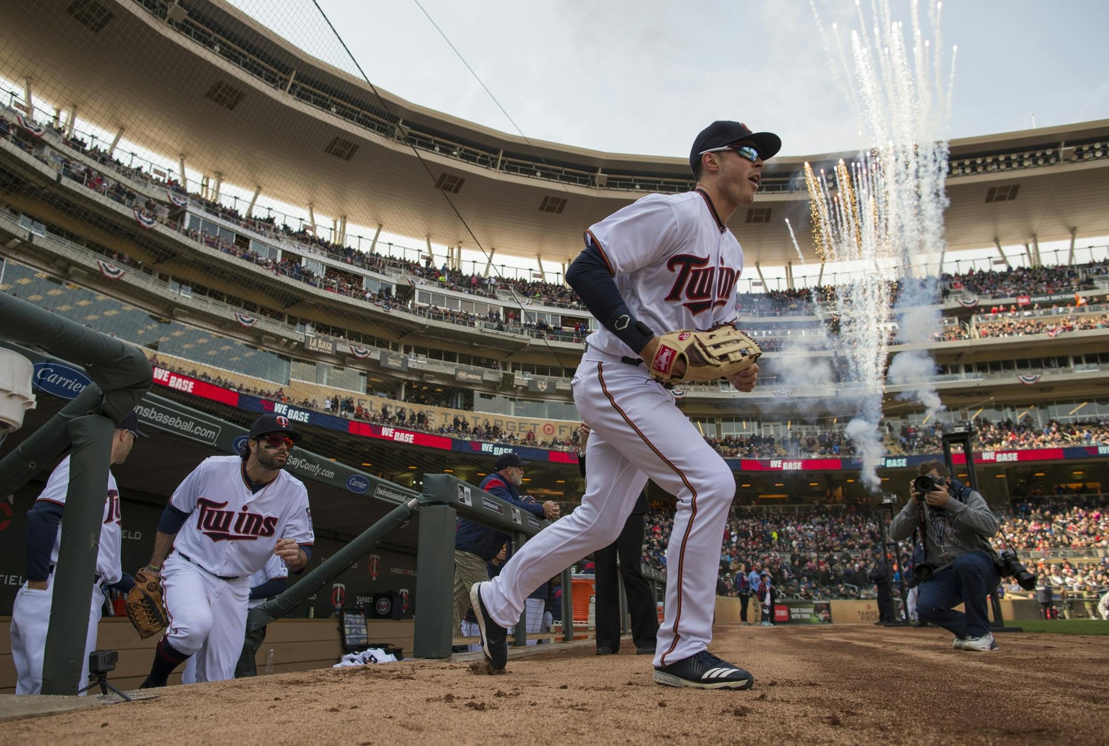 Twins players took the field for their home opener Thursday afternoon.