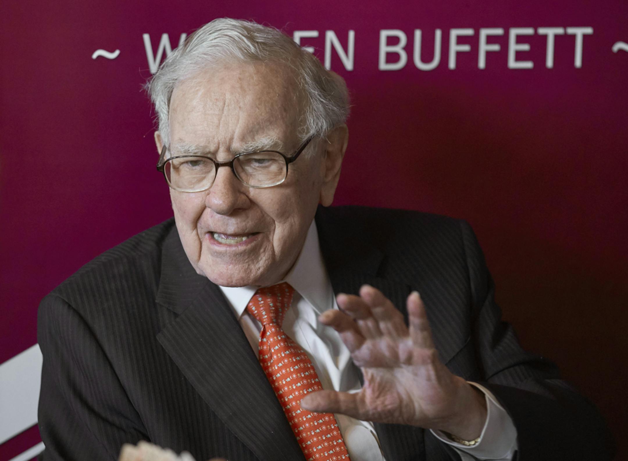 FILE - In this May 5, 2019, file photo Warren Buffett, Chairman and CEO of Berkshire Hathaway, speaks following the annual Berkshire Hathaway shareholders meeting in Omaha, Neb. Buffett will hold a drastically scaled-back version of Berkshire Hathaway's annual meeting on Saturday, May 2, 2020, because of the coronavirus outbreak. No shareholders will be allowed at this year's online meeting, but Buffett will still offer some commentary during a brief question-and-answer session at the event. (AP