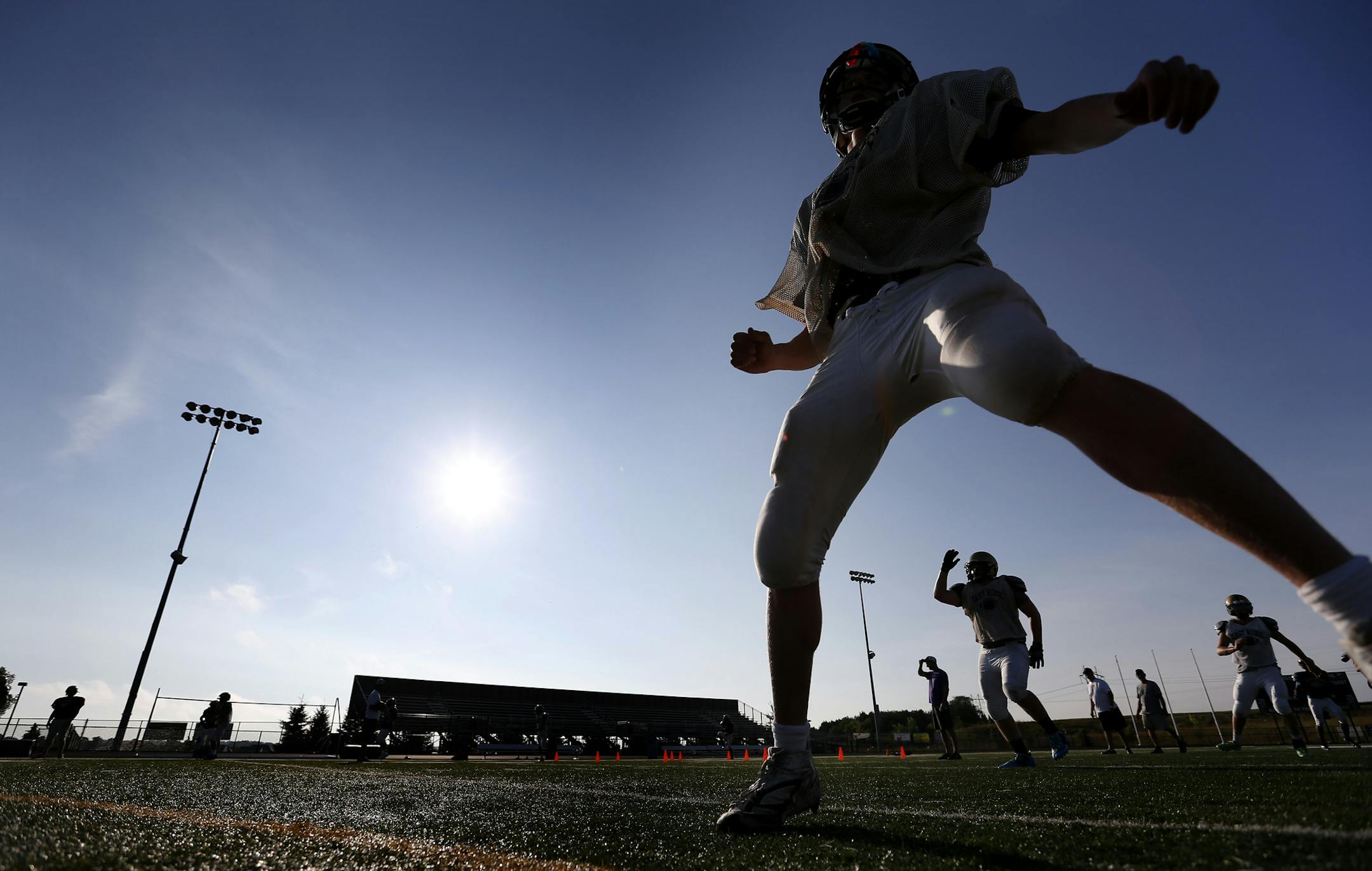 The East Ridge High School football team practiced earlier this fall.