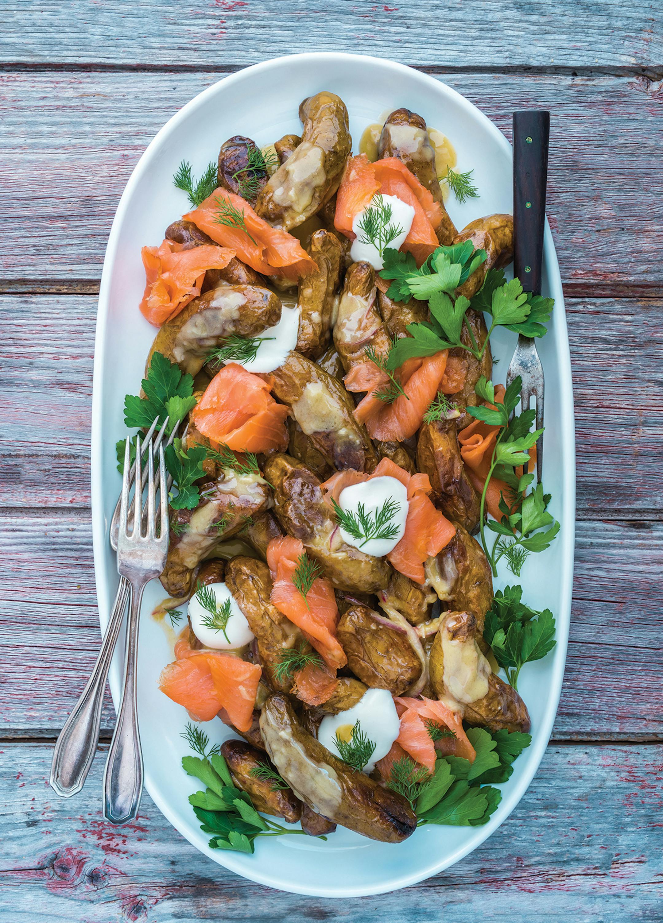 Lemon-Dill Potato Salad with Smoked Salmon