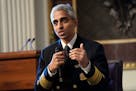 FILE - Surgeon General Dr. Vivek Murthy speaks during an event on the White House complex in Washington, April 23, 2024. Murthy is asking Congress to 