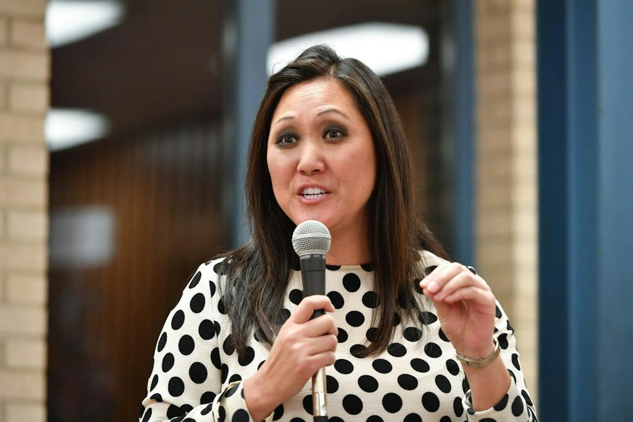 State GOP Chairman Jennifer Carnahan spoke to the group at the SD49 candidate forum Tuesday night.