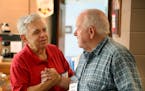 Christ United Methodist Church hosts a weekly drop in day for seniors at in Maplewood Thursday, Oct. 19, 2017 MN. Here, non-church member Ed Marier, l