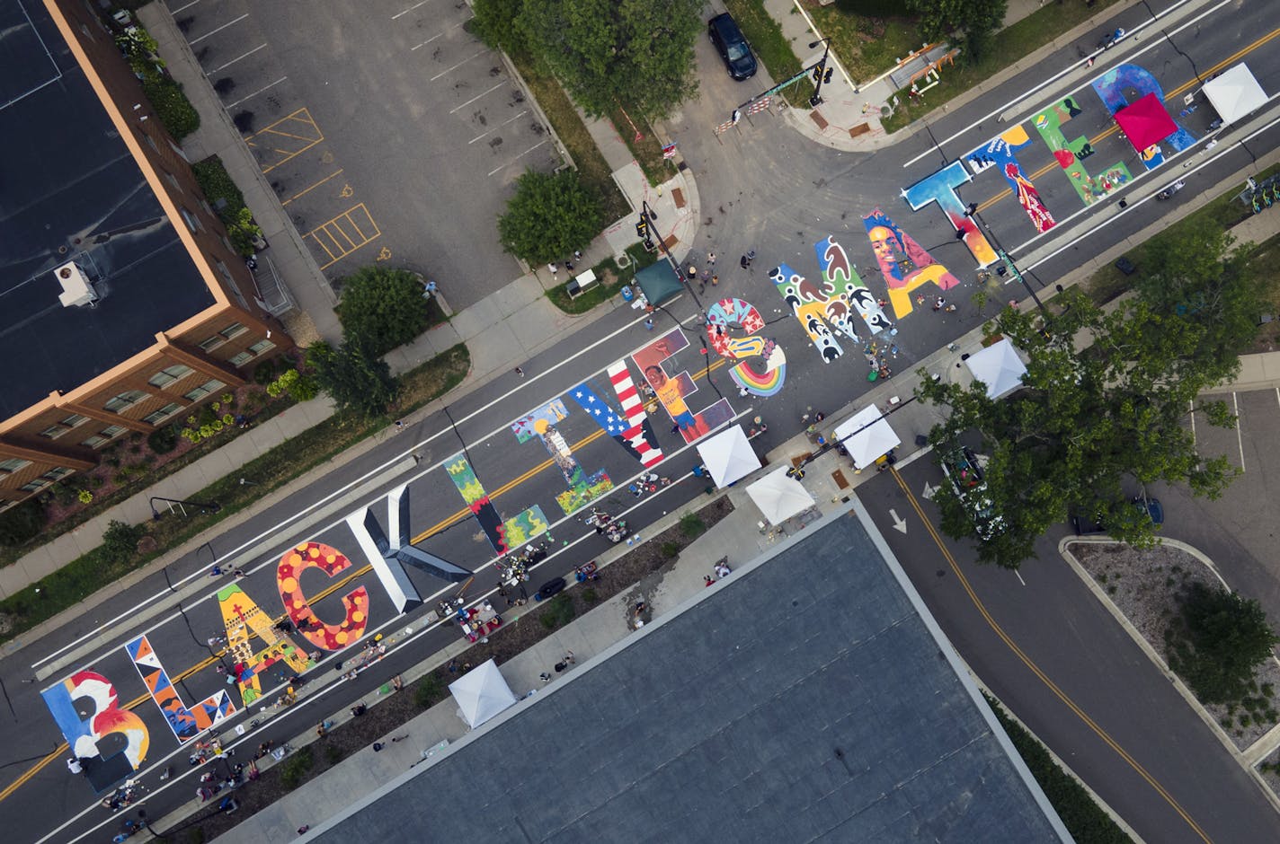 A "Black Live Matter" mural was painted along Plymouth Avenue in the Northside on Saturday, July 18, 2020 in Minneapolis, Minn. ] aaron.lavinsky@startribune.com