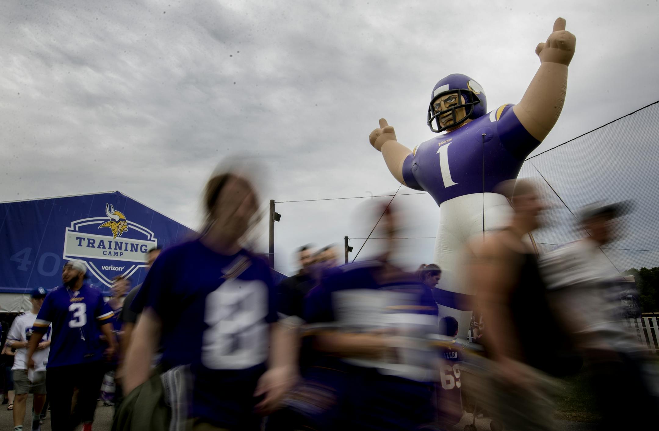 Minnesota Vikings fans walked into Blakeslee Stadium for Saturday night's scrimmage.