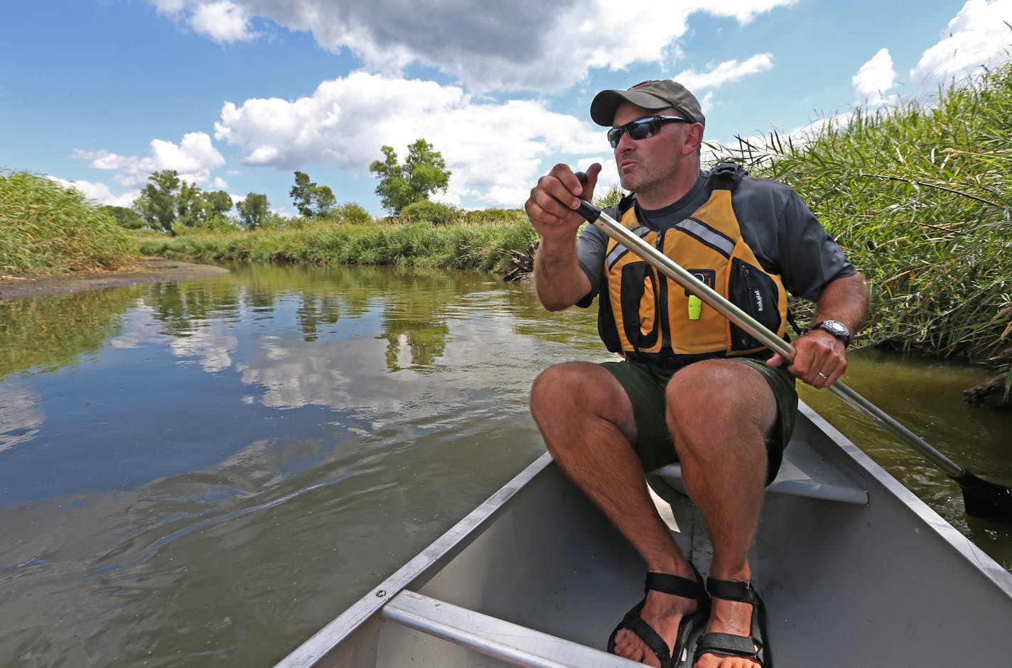 Todd Moraski, Recreation Specialist with the Anoka County Parks and Recreation, paddled down the Rice Creek Chain. One of north metro unheralded amenities is is a string of pearls tucked away in the southeast corner of Anoka County: the Rice Creek Chain of Lakes Regional Park Preserve. The park covers about 5,500 acres of woods, wetlands and about a dozen lakes, most connected by Rice Creek. For canoeists, it's like a mini Boundary Waters Canoe Area with less portages. You can rent a canoe or ka