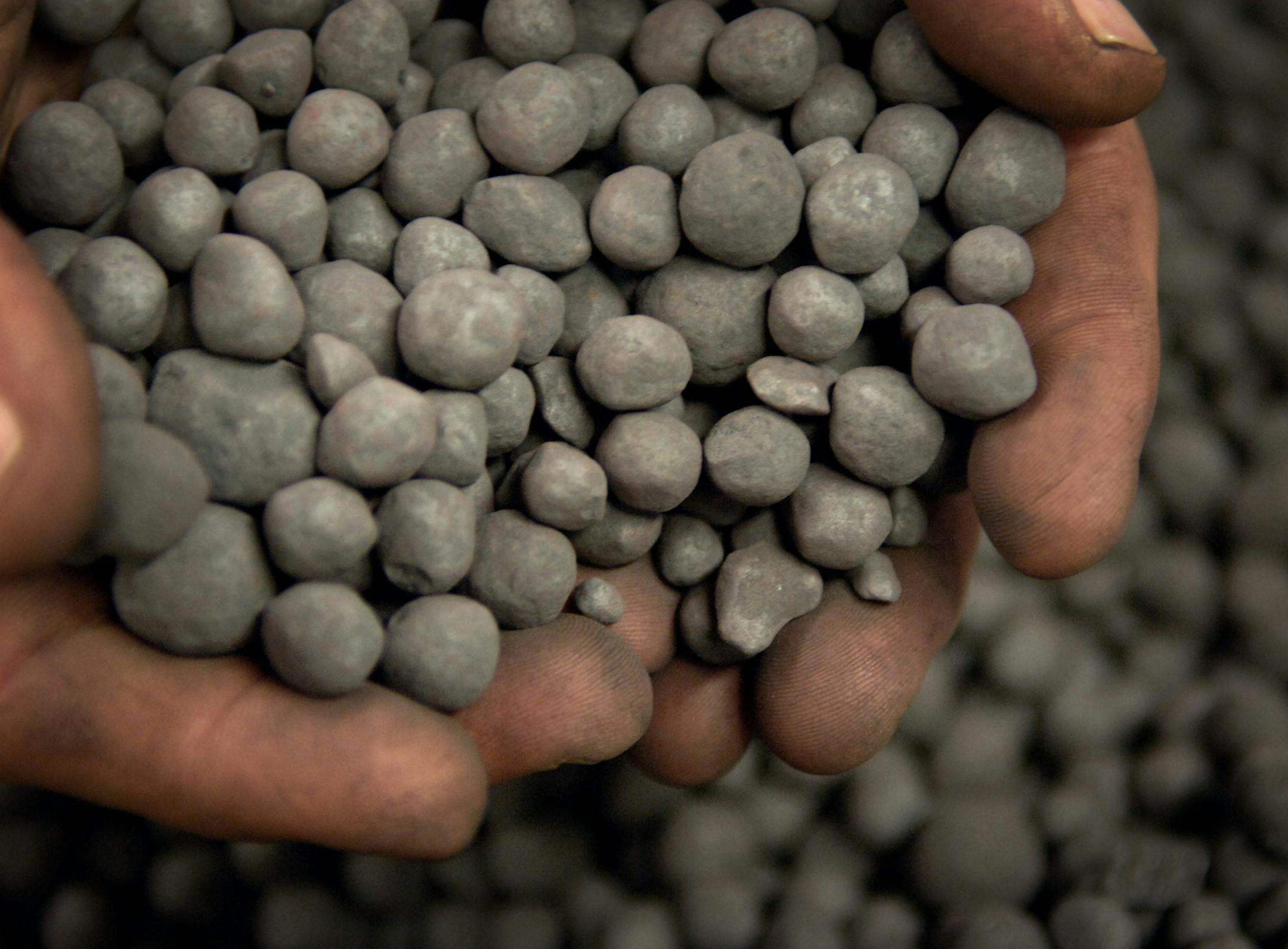 These green taconite pellets will be baked at 2,400 degrees.