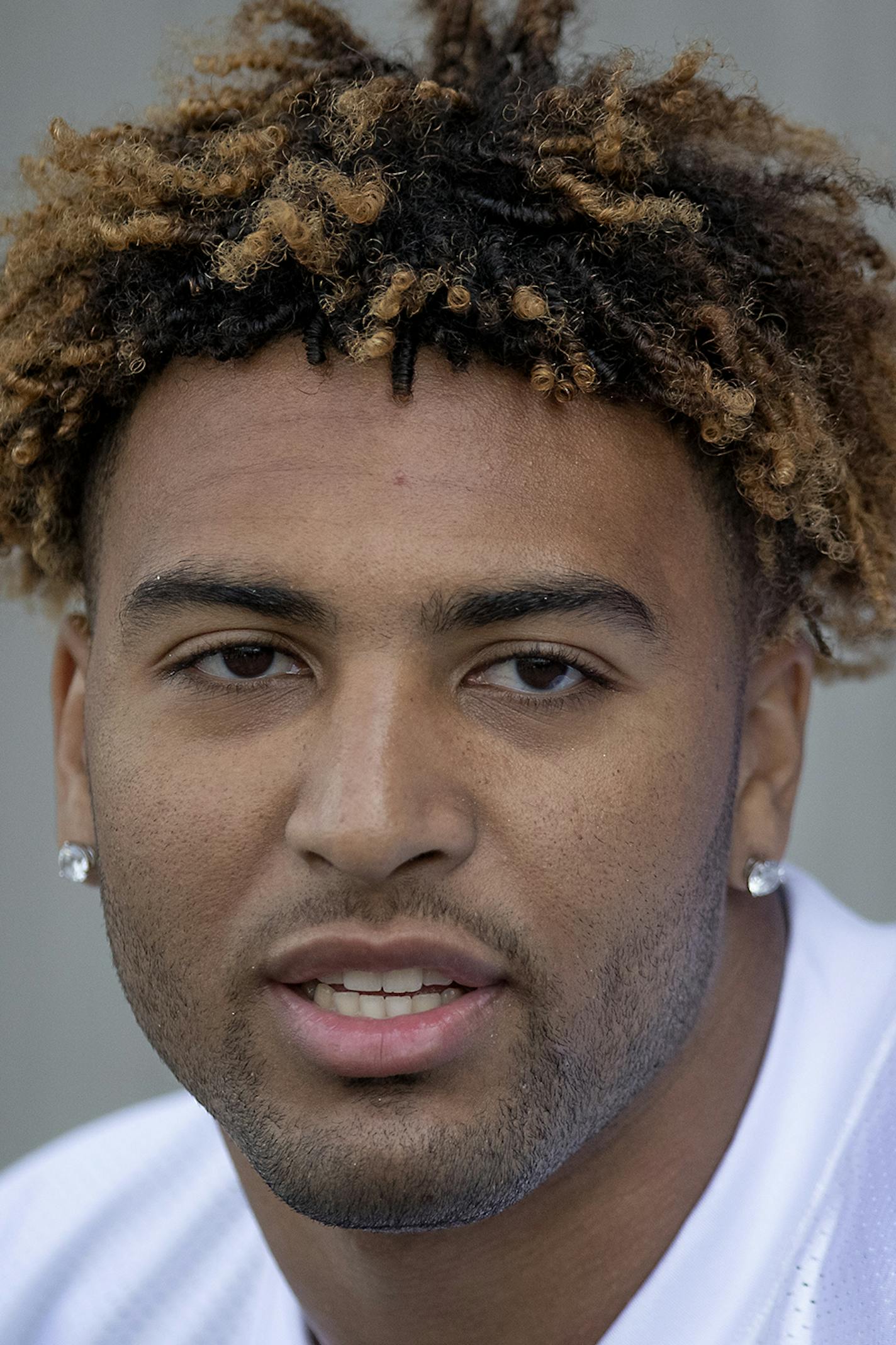 Minnesota Viking's rookie Irv Smith Jr. spoke to the media during a press conference after a Rookie Mini Camp practice at the Twin Cities Orthopedic Center, Friday, May 3, 2019 in Eagan, MN. ] ELIZABETH FLORES &#x2022; liz.flores@startribune.com