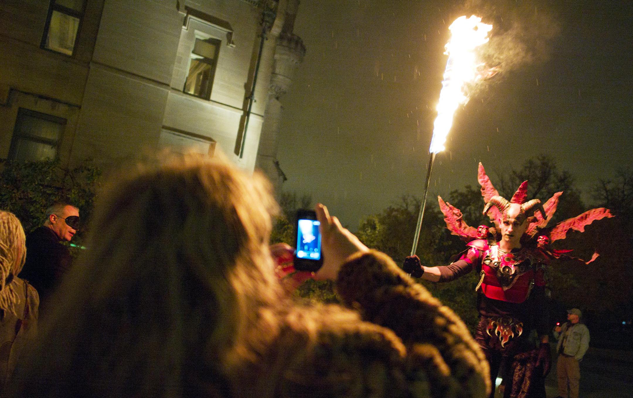 At the American Swedish Institute's Coktails at the Castle: Loki's Halloween Bash, Justen(cq) Pohl was a sure fire hit as the Norse god of fire.]richard tsong-taatarii/rtsong-taataarii@startribune.com