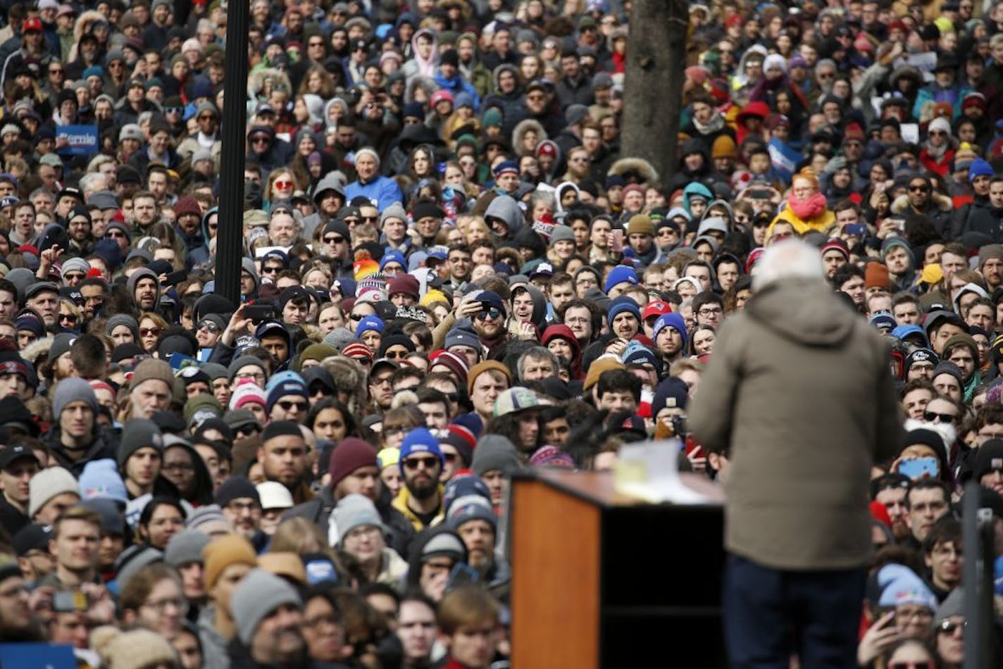 Democratic presidential candidate Sen. Bernie Sanders, I-Vt., campaigns during a rally on Boston Common, Saturday, Feb. 29, 2020, in Boston.