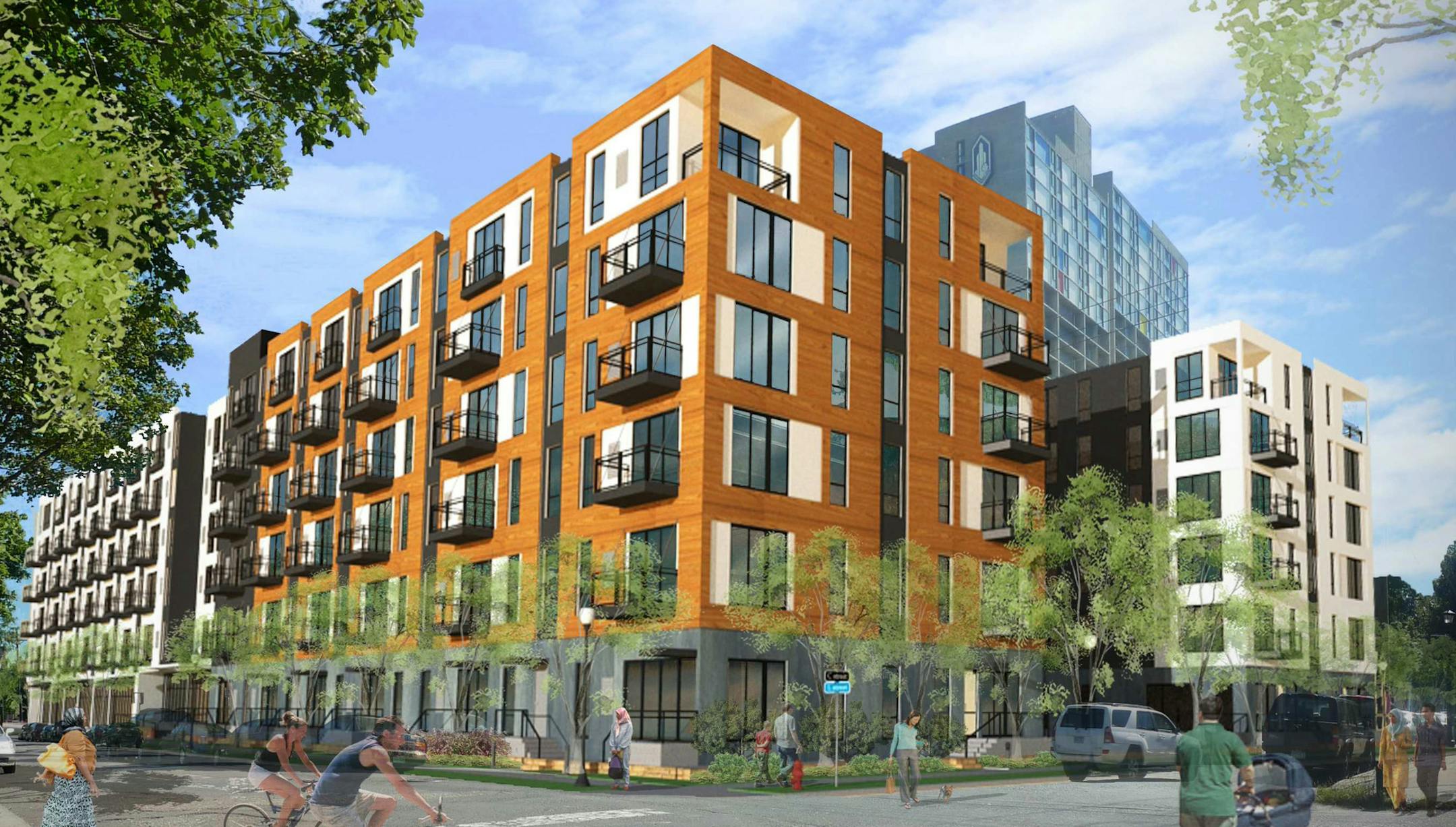 architects rendering of ' " FIVE15" a 'affordable' apartment project in the Cedar riverside area by Bianca Fine