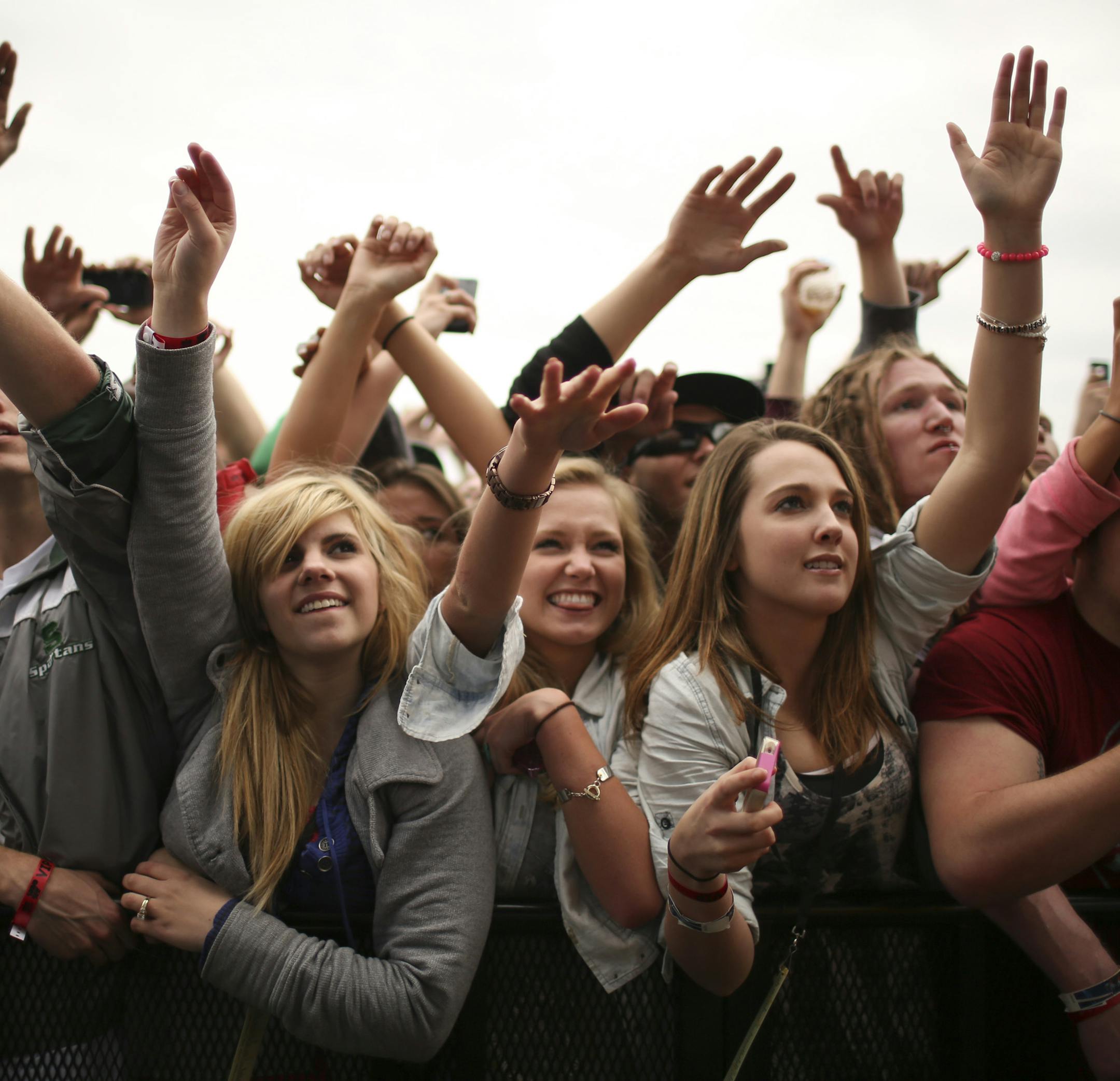 Rhymesayers Entertainment's annual Soundset music festival took place on a chilly Sunday afternoon, May 26, 2013 at Canterbury Downs in Shakopee. Music fans in the front row cheered as Mac Miller took the stage for his set Sunday afternoon. ] JEFF WHEELER ‚Ä¢ jeff.wheeler@startribune.com ORG XMIT: MIN1305261949142604