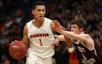 Sophomore guard Jalen Suggs (1) leads a talented Minnehaha Academy team with Class 2A title aspirations.