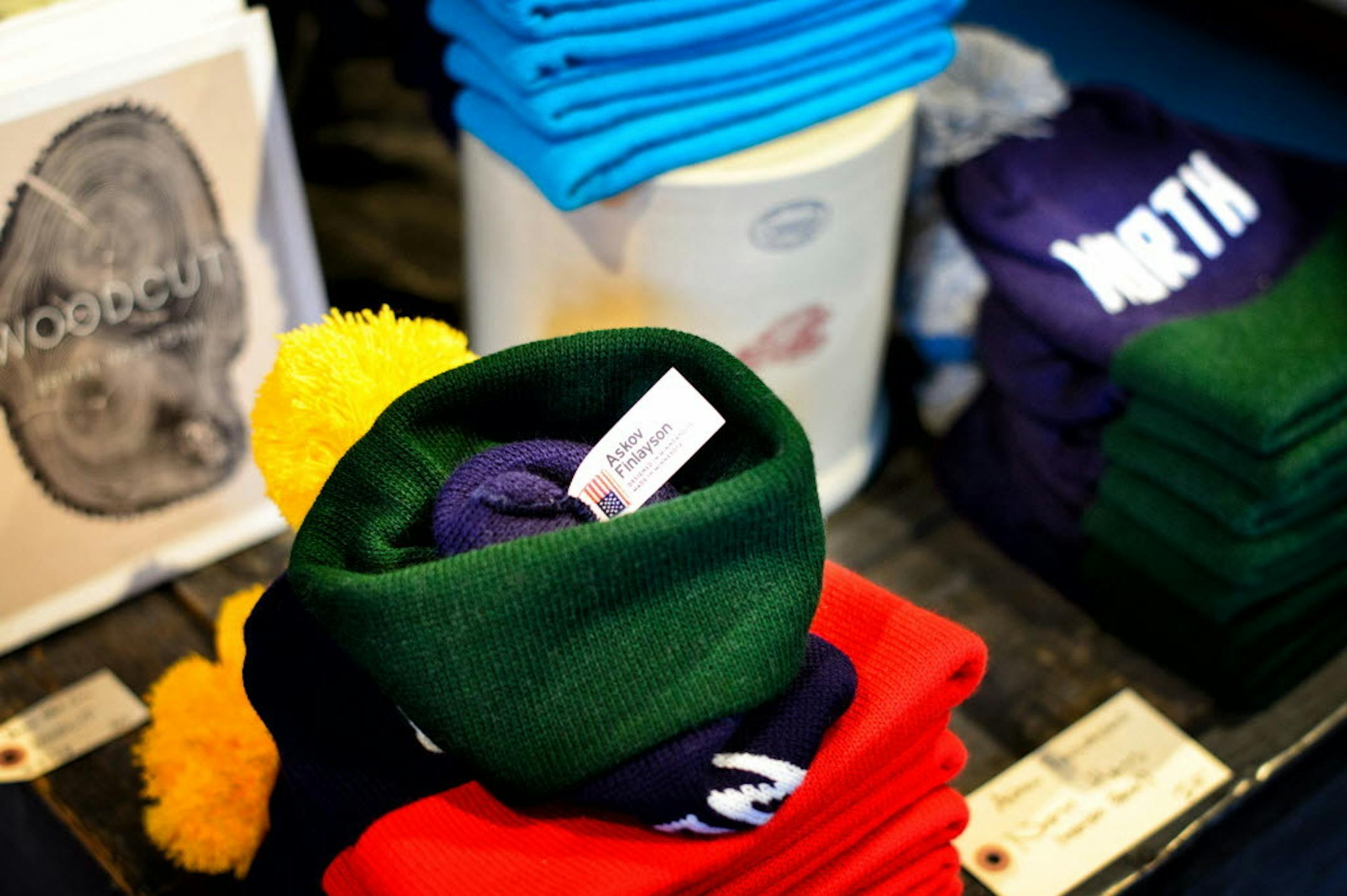 North stocking caps made by Wear-A-Knit in Cloquet, Minnesota for Askov Finlayson.