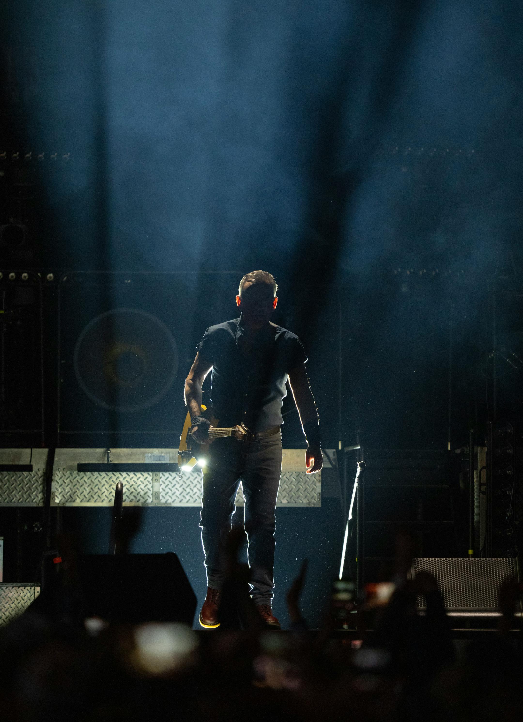Bruce Springsteen walked on stage for his set.