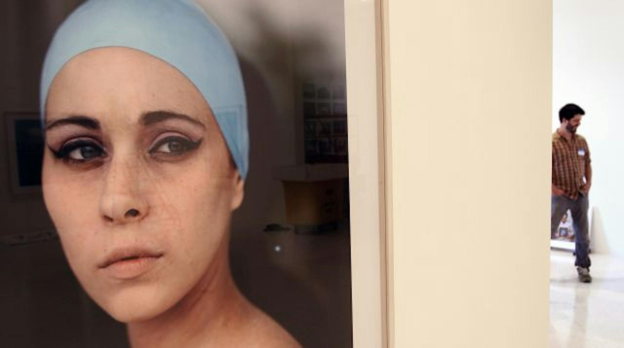 Alec Soth's large photo "Misty" hung in the foreground at Walker Art Center.