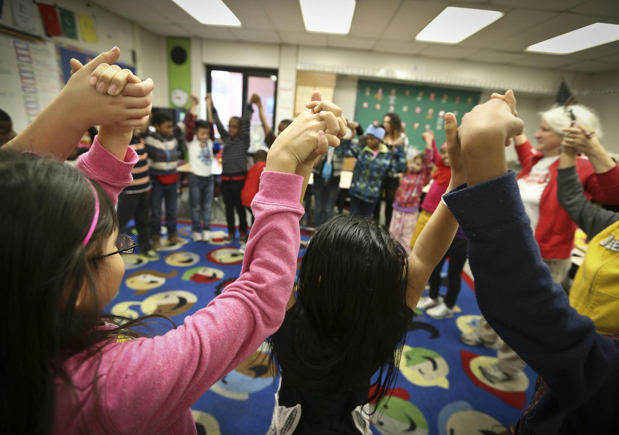 Students in a third-grade classroom did a group activity that had gotten out of control the day before due to some emotional students at Hamline Elementary School on Friday, November 8, 2013. Hamline is one of St. Paul's schools that caused an uproar by moving nearly 300 EBD children our of their self-contained units into mainstream classes when the school year began. ] RENEE JONES SCHNEIDER &#x2022; reneejones@startribune.com