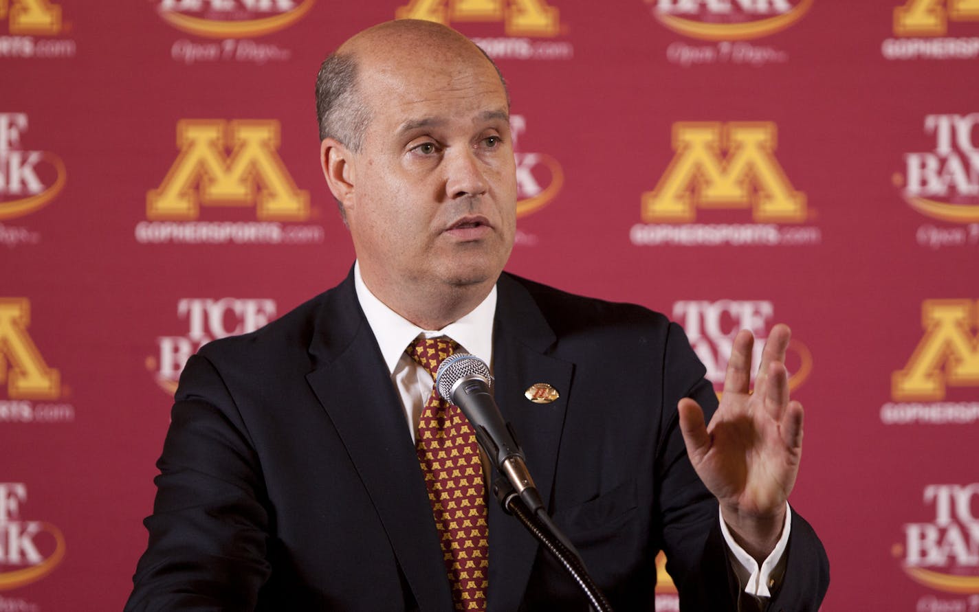 Norwood Teague was introduced as the next director of athletics at the University of Minnesota at a news conference in the football locker room Monday afternoon in TCF Stadium in Minneapolis, Minn. Teague previously held the same postition at Virginia Commonwealth University. Norwood Teague spoke to reporters at a news conference Monday afternoon in the Gopher football locker room. ] JEFF WHEELER &#xef; jeff.wheeler@startribune.com ORG XMIT: MIN2012101516082367