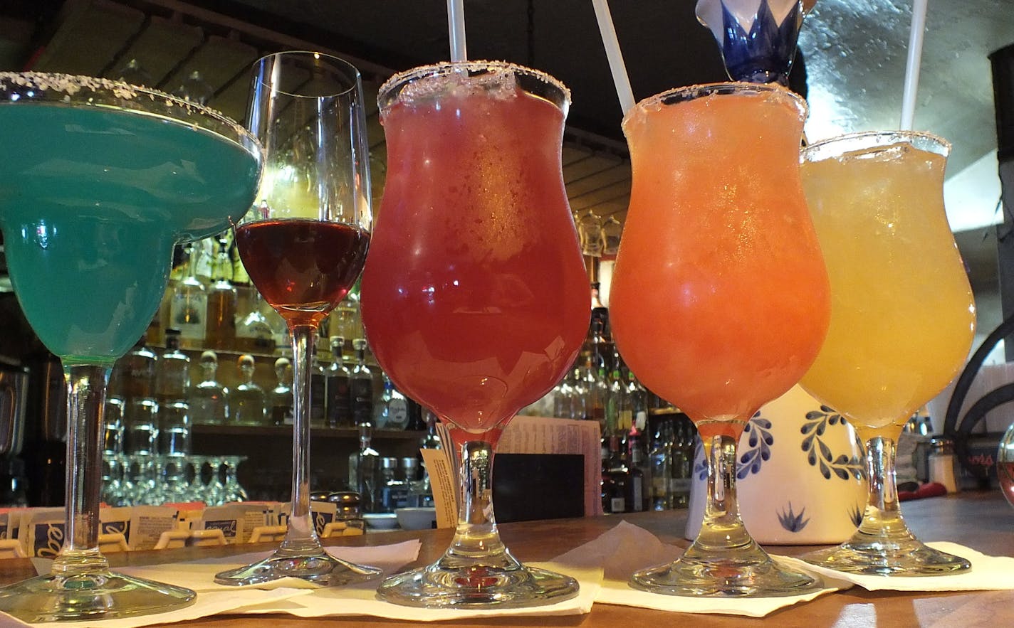 Colorful margaritas at Maria&#x2019;s New Mexican Kitchen in Santa Fe, N.M.